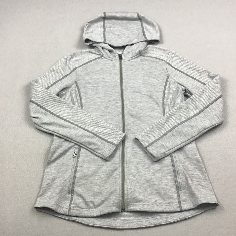 KUHL Jacket Women Medium Gray Heather Full Zip Hood Pockets Outdoor Hiking M *